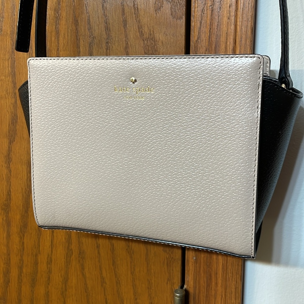 KATE SPADE NWOT Hayden Grand Street Color Block Crossbody Bag Black Tan ♠️ - Picture 4 of 15